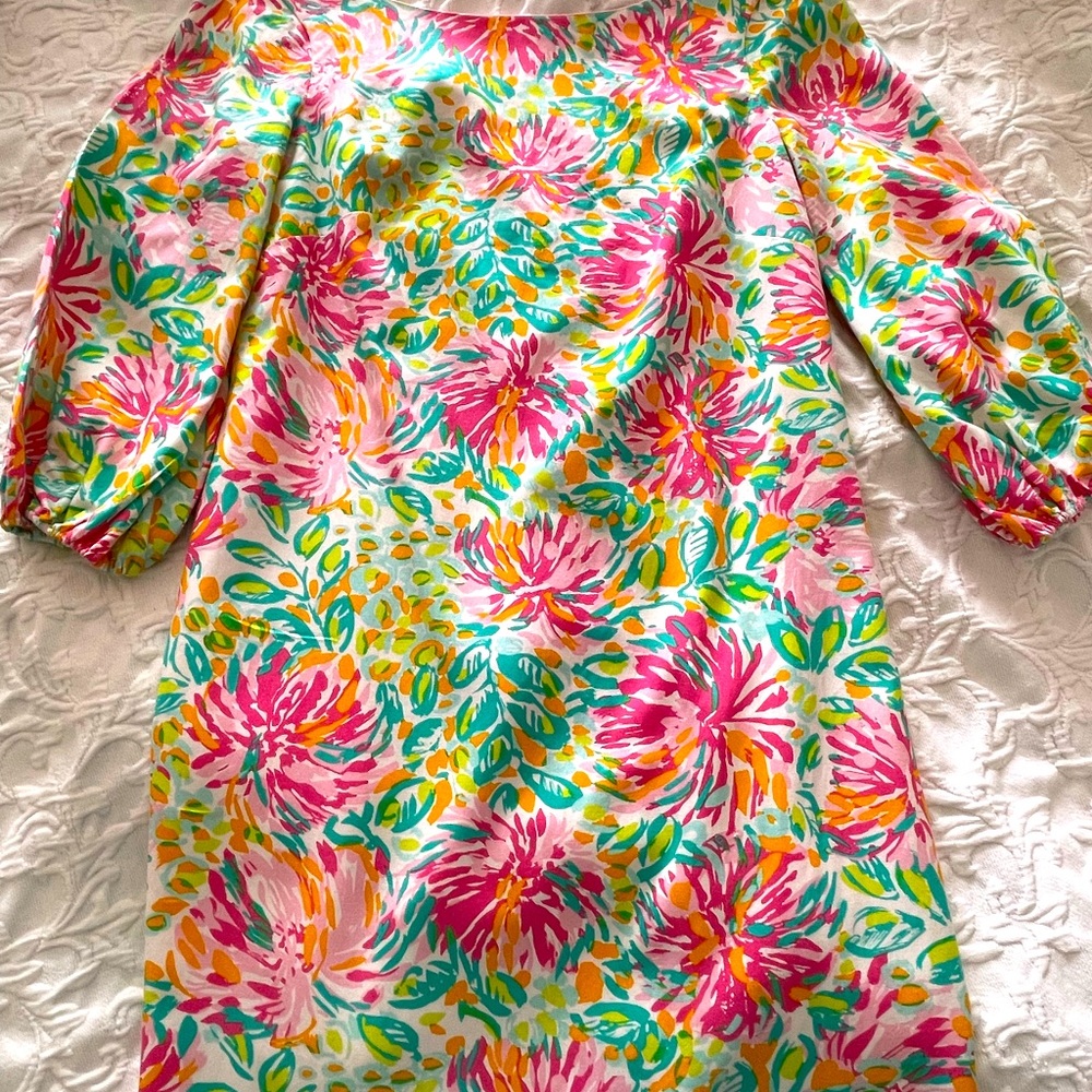 Lilly Pulitzer Balloon Sleeve Dress Size 2 Multicolor Floral - Picture 3 of 6